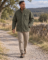 Veste de style militaire pour homme avec quatre poches et capuche dissimulée