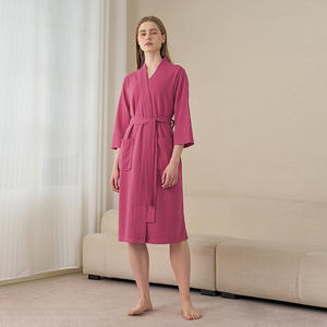 <span class=keywords><strong>Accappatoio</strong></span> Morbido e Leggero in Tessuto Waffle per Coppie, Taglie Forti, Asciugatura Rapida, Maniche 3/4, Scollo a V, Abbigliamento Casual per Casa - Product Image 1
