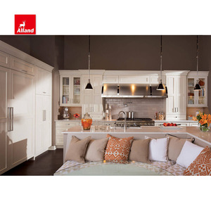 Alland Shaker Style Armoires de cuisine modulaires en contreplaqué beige avec poignées en forme de L intégrées pour la salle à manger écologique - Product Image 4