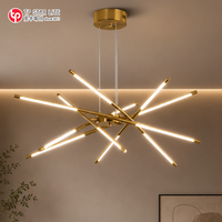 Lustre suspendu LED linéaire moderne Sputnik, style nordique simple, à intensité variable, pour restaurant et salon
