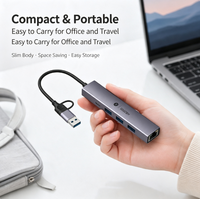 Docking Station USB-C 4-in-1, Hub USB 3.2 Gen1 dengan RJ45 Gigabit Ethernet untuk Laptop MacBook, Grosir OEM, Ready Stock