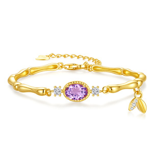 9 Pulseras Ajustables de Plata 925 con Baño de Oro, con Piedra Natural Ovalada de 5*7mm, Joyería Fina para Mujer, Regalo para Fiesta - Product Image 1
