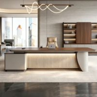 Boss Desk Escritorio de oficina de esquina en forma de L con gabinete de almacenamiento Mesa DE TRABAJO ejecutiva superior para alta gerencia Estilo de lujo moderno