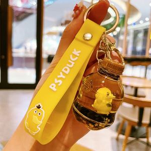 Popular Acrylic Keyring <b>Key</b> Chain New Cute <b>Ring</b> Oil Floating Pink Bubble Psyduck Quicksand Cup Liquid Keychain - Product Image 2