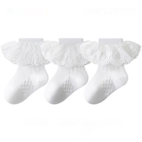 Chaussettes d'été décontractées en coton blanc à volants en dentelle pour nouveau-nés filles Xiangyi, fines, tricotées, sans couture, style Lolita pour bébés