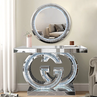Table console LED miroir en verre brisé pour salon, vente en gros