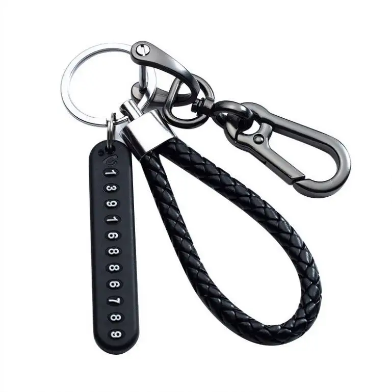 Hot sale Mobile Phone Number Plate Braided Rope Car Key Anti-Lost Phone DIY Pendant Male And Female Figure 8 Keychain Key Chain
