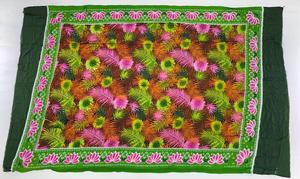Traditional Cotton Polyester <b>Sarong</b> With Floral Print Green Border Women's Pareo Asia Pacific Islands Clothing - Product Image 2