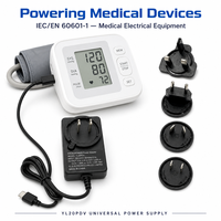 Chargeur PD pour dispositifs médicaux 5V 3A/9V 2.22A/12V 1.66A/15V 1.33A 20W, type interchangeable avec UL/CE/UKCA/SAA