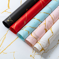 Papier d'emballage pour bouquet de fleurs en gros, motif marbre doré de luxe, papier coréen mat pour emballage de bouquets, fournitures florales