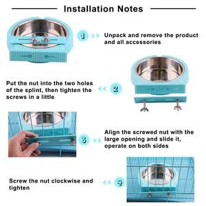 Cage suspendue en acier inoxydable écologique pour animaux de compagnie, mangeoire pour chien avec eau amovible et tasse de coop alimentaire - Product Image 3