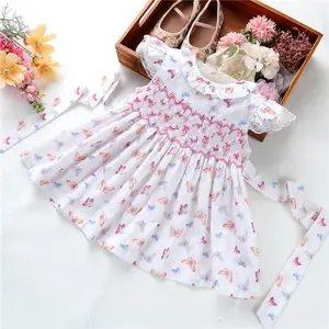 Summer Kids Clothing For Baby Girls' Pajamas Sleepwear Hand Made Smocked COTTON Wholesale Children Clothes