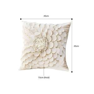 Funda de cojín cuadrada de 45 cm, color crema, con diseño geométrico de flores y hojas, 100% algodón, 3D, para decoración del hogar. - Product Image 5