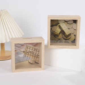 Al por mayor Hucha de ahorro cuadrada de madera blanca con ranura para monedas para niños y adultos, MOQ flexible, suministro directo de fábrica - Product Image 4