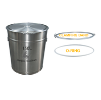 Tambour/baril d'huile en acier inoxydable de 150 litres avec couvercle de serrage pour le stockage des aliments