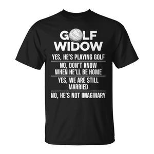 Camiseta Golf Widow negra para hombre, talla grande, regalo humorístico para golfistas - Product Image 1