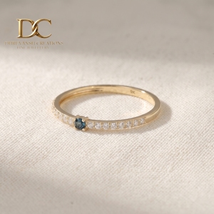 Bague classique en or massif 14 carats avec diamant de laboratoire et topaze bleue de Londres taille brillant, certifiée IGI, pour femme - Product Image 4