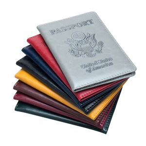 Housse de passeport personnalisée avec logo USA <span class=keywords><strong>en</strong></span> cuir PU, estampage à chaud, portefeuilles de voyage, porte-passeport américain pas cher - Product Image 1