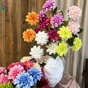 Milan Lihua - Arreglo de Ramo de 3 Cabezas de Dalias de Seda Brocada para Fotografía de Bodas y Ceremonias de Graduación - Product Image 5