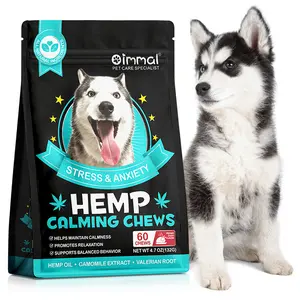 Oimmal Golden Pet Supplier Organic Dog Food 60 Soft Chews Peking Duck Flavor Hemp Calming Chews For Dogs With Anxiety And Stress