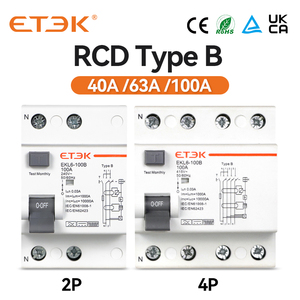 Pemutus Sirkuit Kebocoran Arus Tanah Tipe B ETEK RCCB RCD Din Rail EKL6-100B 4P 6-100A 30mA 10KA <span class=keywords><strong>ELCB</strong></span> Pemutus Sirkuit Kebocoran Arus Tanah - Product Image 4