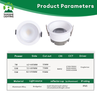 Spot encastré LED intelligent pour plafond, indice de protection IP65, haute luminosité, éclairage domestique à intensité variable avec interrupteur et commande vocale
