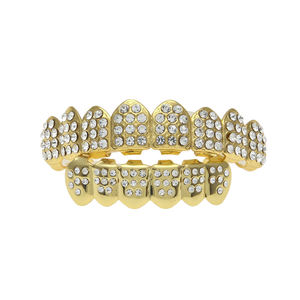 Meilleures grilles dentaires en alliage hip-hop 2024, bijoux de corps entièrement en cristal de <span class=keywords><strong>strass</strong></span> pour hommes et femmes, cadeau de fête - Product Image 1