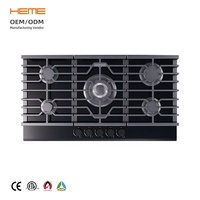 Table de cuisson à gaz Fabricant de plaques de cuisson à gaz en verre trempé 36 pouces avec 5 brûleurs SABAF Estufa de gas