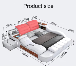Cama Inteligente Convertible con Diseño Moderno, Proyección Inteligente, Almacenamiento Multifuncional, Estructura de Madera, Tamaño King/Queen, Ideal para Bodas - Product Image 4