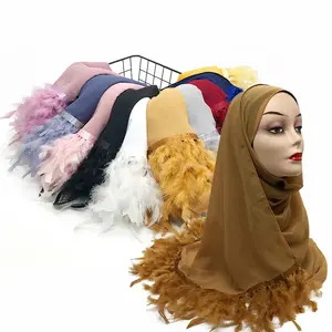 Nhà Sản Xuất Phụ Nữ Hồi Giáo Sang Trọng Voan Head Bìa Kết Thúc Tốt Đẹp Khăn Choàng Hijab Hồi Giáo Của Phụ Nữ Thời Trang Đồng Bằng Voan Khăn Với Lông