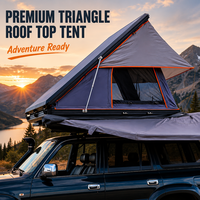 Tente de toit triangulaire spacieuse en aluminium pour 2-3 personnes, tente de camping tout-terrain 4x4 avec LED USB, installation rapide