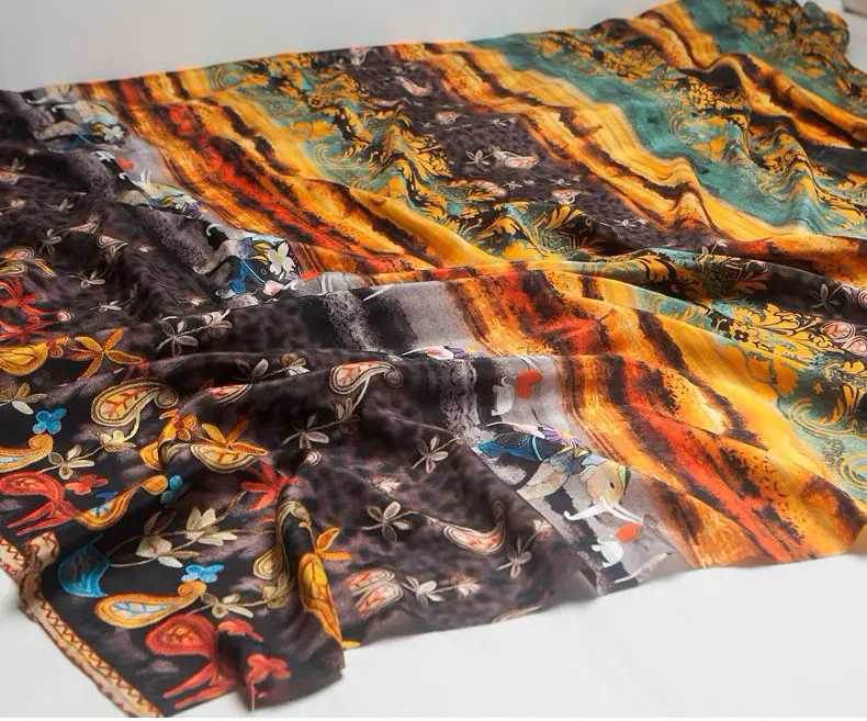Wholesale custom textile fabric printing custom pattern printed silk crepe fabric