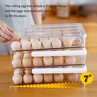 Porte-oeufs de capacité de 54 grilles pour réfrigérateur Support de stockage d'oeufs à roulement automatique Plateau à oeufs empilable à 3 couches pour réfrigérateur