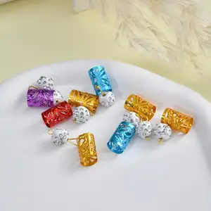 11*12mm Haar Mischfarben Glitter Transparenter Kunststoff Verschiedene Bulk DIY Pony Beads Schmuck Herstellung von klaren Haar perlen für Kinder