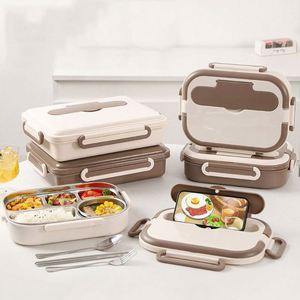 304 Stainless Steel Insulated <b>Lunch</b> <b>Box</b> 4 <b>Compartments</b> with Soup Bowl for Office Workers Bento <b>Lunch</b> <b>Box</b> - Product Image 5