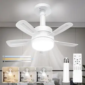 Socket Fan 16 Inch Kitchen Mini Dimmable 5 ABS Blades Base Enclosed E26 E27 Bulb Socket Fan Ceiling Fan WIth Light