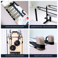 Reformer de Pilates en aluminium blanc, design compact avec chariot large et roulements silencieux pour usage en studio
