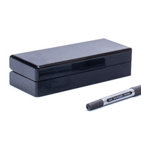 Boîte cadeau en bois noir brillant, étui de luxe à charnière pour stylo-plume avec logo personnalisé pour cadeau d'affaires pour cadres