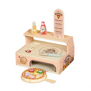Montessori <b>Wooden</b> Kitchen <b>Toy</b> Set for Pretend Play Ages 0-24 Months Barbecue Pizza Oven Fruits <b>Vegetables</b> Cutting - Product Image 1