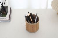Porte-stylos en bambou tressé écologique pour l'organisation du bureau à domicile et au bureau, paniers de rangement faits à la main pour une utilisation dans la garde-robe