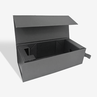 Emballage pliant noir personnalisé cadeau vin boîtes magnétiques emballage de luxe avec poignée et insert en carton