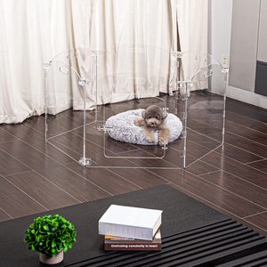 Bağlantısız 2-in-1 akrilik köpek kapıları katlanabilir 6 Panel akrilik kapalı çit yavru küçük orta köpekler için - Product Image 3