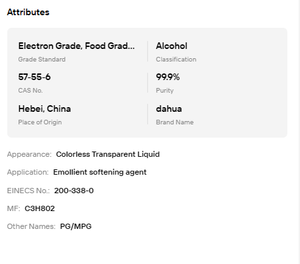 Propilenglicol PG de Calidad Confiable 99.9% Grado Alimenticio, Industrial y Médico CAS 57-55-6 - Product Image 6