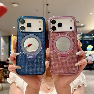 Custodia per telefono con strass di lusso con supporto per Glitter specchio elettrolitico <span class=keywords><strong>Cover</strong></span> protettiva impugnatura per <span class=keywords><strong>Apple</strong></span> 16promax - Product Image 1