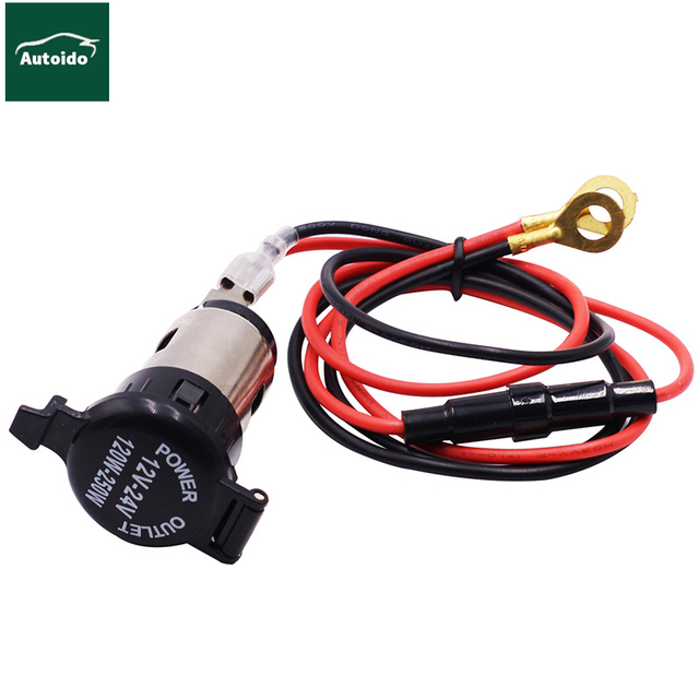 Car Metal Cigarette Lighter Type Mother Seat GPS Power Socket USB Car Phone Charger Holder 12-24V 1MM 60CM 10A FUSE