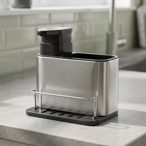 New Stainless Steel <b>Kitchen</b> Sink <b>Caddy</b> Over the Sink Organizer with Sponge Drainer Eco-Friendly Modern Design - Product Image 2