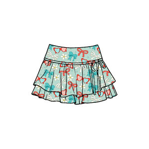 GLK0262 Falda transpirable personalizada con estampado de lazos del 4 de julio para niña pequeña, falda de yoga de verano al por mayor para bebé y niña - Product Image 5