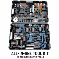 Perceuse à percussion électrique sans fil 21V avec batterie au lithium, kit de 10 pièces, outil de polissage et de découpe, pour le marché international