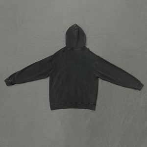 Mode personnalisée unisexe 400 Gsm pull numérique lourd Vintage lavé à capuche lavage à l'acide Streetwear noir à capuche surdimensionné - Product Image 4