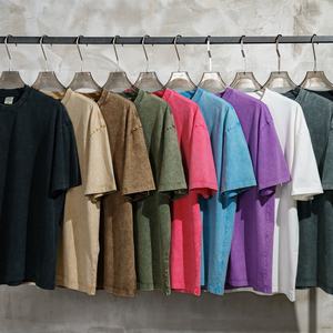 Haute qualité acide lavé coton t-shirt Streetwear en détresse rétro t-shirt personnalisé hommes surdimensionné Vintage t-shirts - Product Image 1